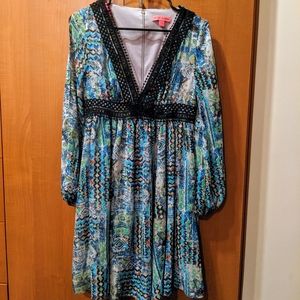 Betsey Johnson blue v neck dress